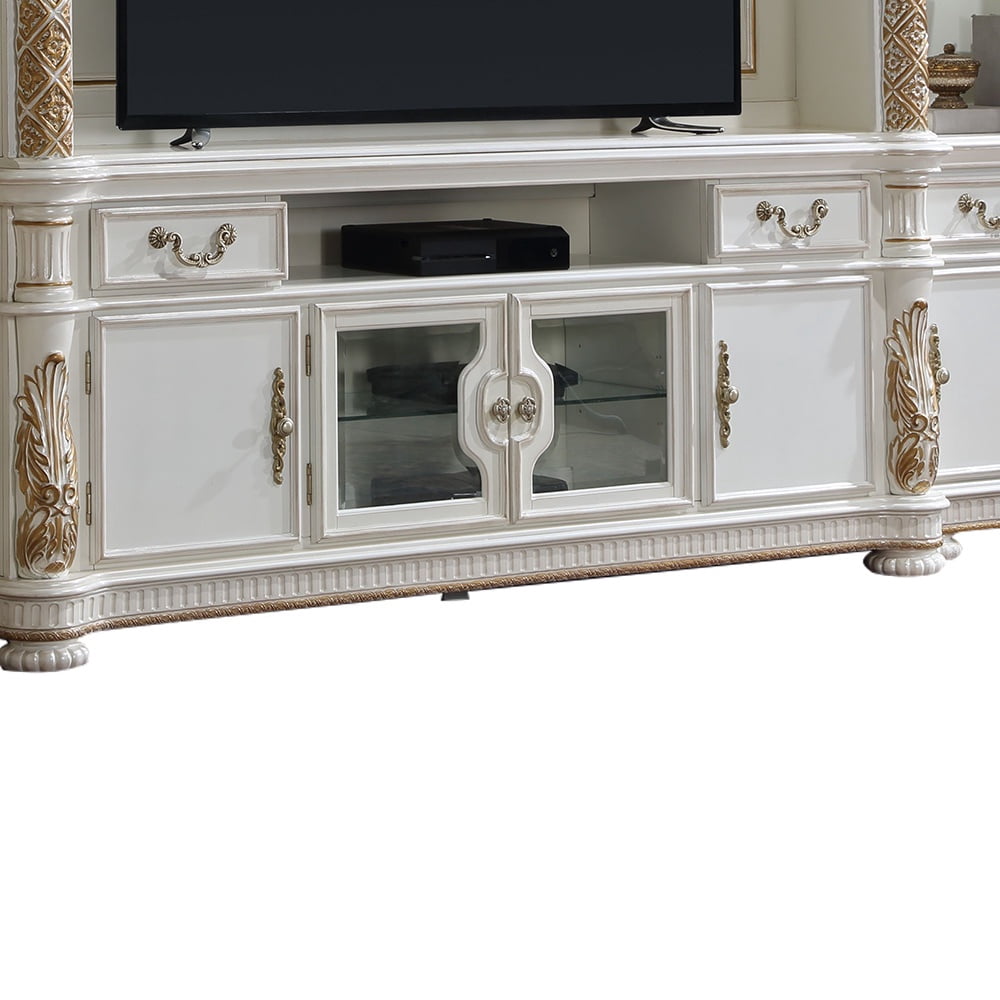ACME Vendome Transitional Wood Entertainment Center in Antique Pearl