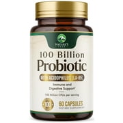 Probiotics 100 Billion CFU - 10 Premium Daily Probiotic Strains Prebiotics - Immune Support, Gut Health, Occasional Constipation, Gas & Bloating, Probiotics Supplement, USA Bottled - 60 Capsules