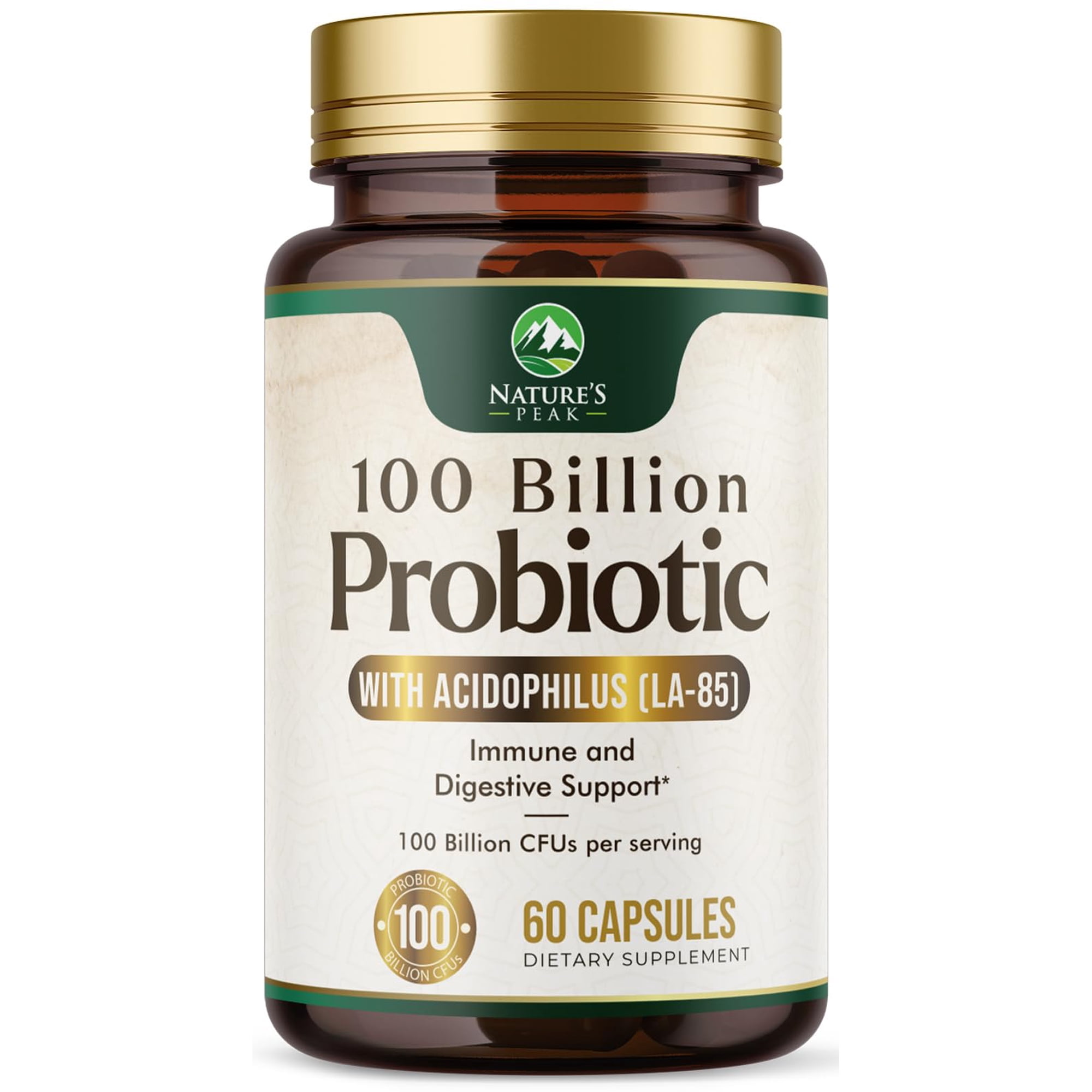 Probiotics 100 Billion CFU - 10 Premium Daily Probiotic Strains Prebiotics - Immune Support, Gut Health, Occasional Constipation, Gas & Bloating, Probiotics Supplement, USA Bottled - 60 Capsules