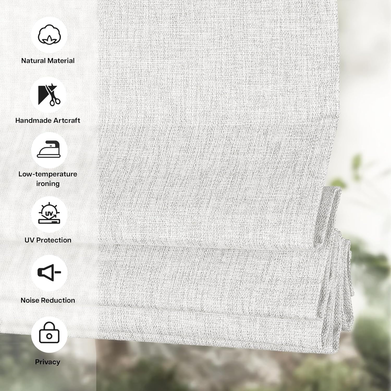 LazBlinds No Tools No Drill Cordless Roman Shades for Windows, Blackout Thermal Insulated UV Blocking Window Blinds, Room Darkening Fabric Blinds for Indoor Windows, 33'' W x 48'' H, Off White