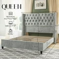 thumbnail image 3 of Merluxy Queen Bed Frame with Deep Button Tufted and Velvet Wingback Headboard,No Box Spring Needed,Light Gray, 3 of 9