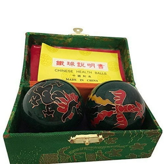 Baoding Balls Chinese health Massage Exercise Stress Balls - Green Dragon & Phoenix #3
