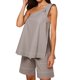 thumbnail image 1 of Conjunto de dos piezas con un solo hombro para mujer: top con cintura elástica y pantalones cortos para vacaciones o yoga, 1 of 8