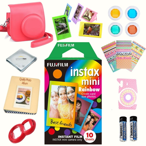 Fujifilm Instax Mini 8 Film 10 Pack Rainbow Assorted Colors Massive Deluxe Kit For Fujifilm Instax Mini 8 Camera Walmart Com