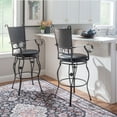 thumbnail image 2 of Linon Ellie 30" Big and Tall Swivel Bar Stool Faux Leather Padded Seat in Black, 2 of 12