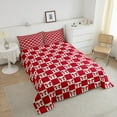 thumbnail image 4 of Erosebridal Ensemble de Couette Simple à Carreaux Rouges, Ensemble de Couette Simple avec Jolis Nœuds Papillon, Déco de Chambre Géométrie Buffalo, Réversible 2 Pcs, 4 of 8
