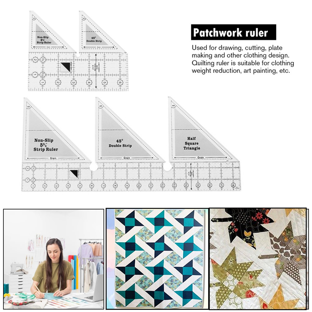 45 Degree Double Strip Ruler,Quilting Patchwork Ruler,Acrylic Quilting