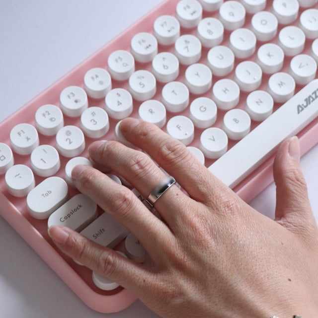 Teclado Inalámbrico Bluetooth perfke 84 teclas retro redondo Rosado
