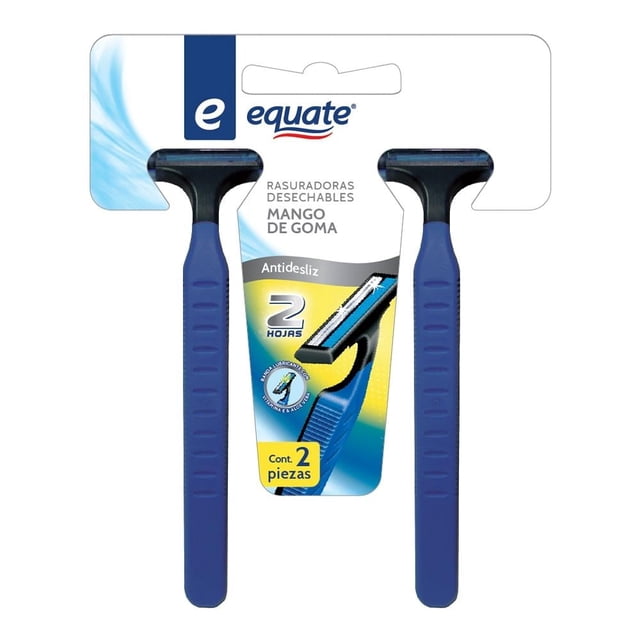 Rasuradoras Equate para hombre antidesliz mango de goma 2 pzas
