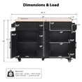 thumbnail image 2 of DEALTOPS Rolling Kitchen Island Storage Cart with Power Outlet, Drop Leaf, 5 Drawers & 2 Cabinets, Black, 2 of 11