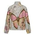 thumbnail image 6 of Jackets for Women Winter Coat Jackets Flannel Stand Collar Jacket(Pink Butterfly Radiates Ethereal Love,Size:S-4XL), 6 of 7