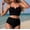 *Black, variant on ClodeEU Women's V-Neck High Waisted Tankini Set,2-Piece Solid Swimsuit,Tummy Control Bathing Suit Black,Womens Plus L