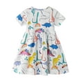 thumbnail image 6 of Diliba Toddler Girls Cotton Casual Dresses Cartoon Print Short Sleeve Dresses for Kids 1-7 Year, 6 of 7