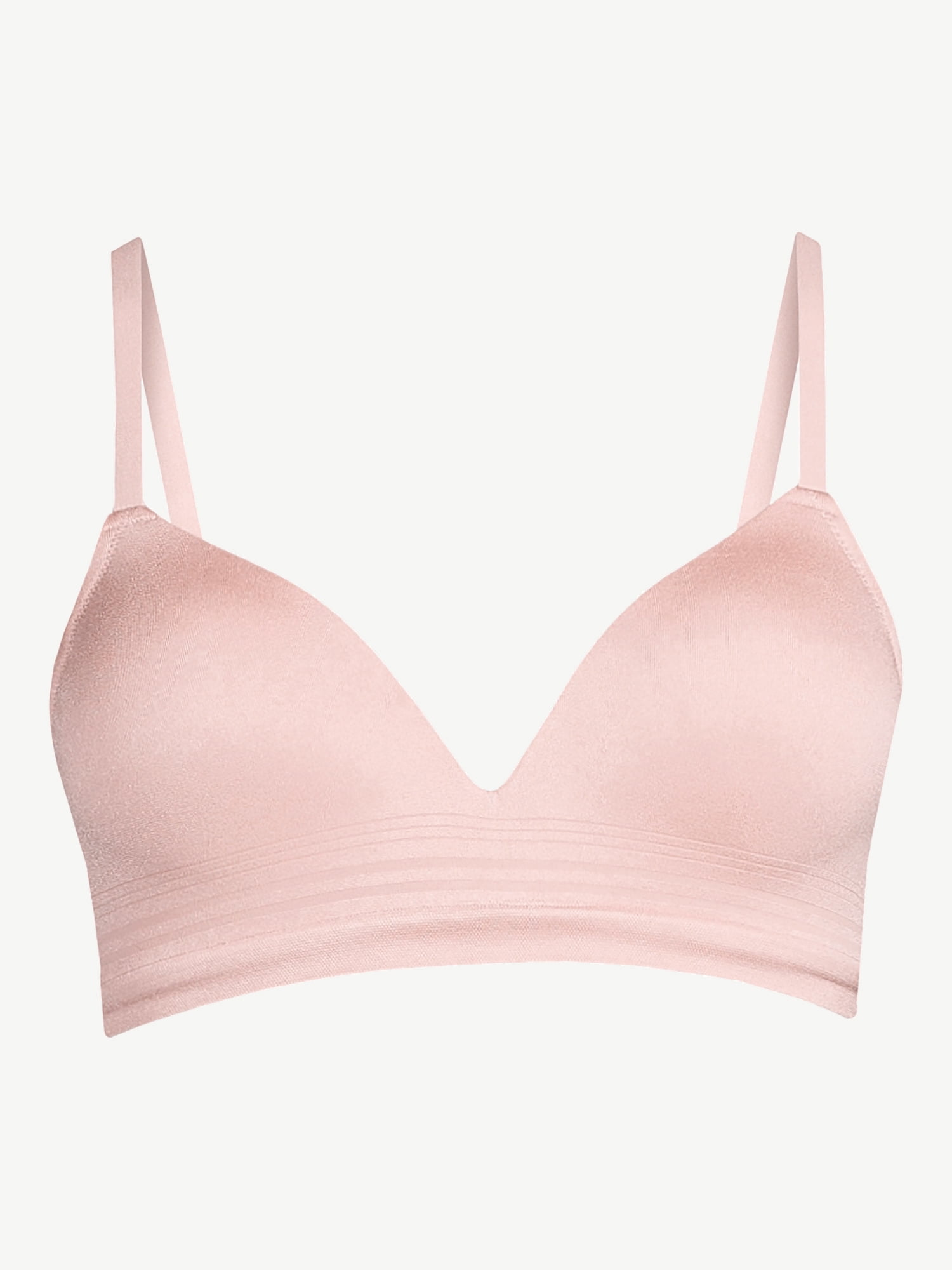 PINK 34A light nude/tan wireless bra with hot pink - Depop