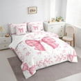 thumbnail image 3 of Homewish Watercolor Bow Bedding Comforter Set 7pcs for Cute Girls, Pink Star Butterfly Queen Bedding Sets, Princess Bowtie Queen Sheet Sets, Super Cozy Room Decor, 3 of 8