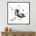 thumbnail image 2 of Designart 'Little Penguin Flying Planets and Stars II' Farmhouse Framed Canvas Wall Art Print, 2 of 5