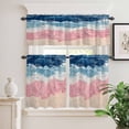 thumbnail image 6 of Pink Blue Curtain Valances Set Beige Gradient Ocean Wave Abstract Beach Coastal Kitchen Curtains 36&nbsp;inch Length Rod Pocket Valance and Tiers 3 Piece Set Small Bedroom Bathroom Laundry Decor, 6 of 9