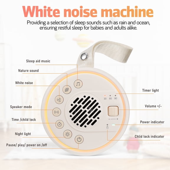 Portable Sound Machine, White Noise Machine Timer & Memory Feature for Adults, Home, Office