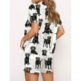 thumbnail image 3 of SheShow Cute Animals Print Silky Casual Short Sleeve Pajama Set for Women, White, Black Labrador, L, 3 of 4