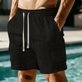 thumbnail image 2 of Kvture Men's Corduroy Shorts Casual Elastic Waist with Drawstring Textured Lightweight Summer Beach Shorts Featuring Pockets Black S, 2 of 9