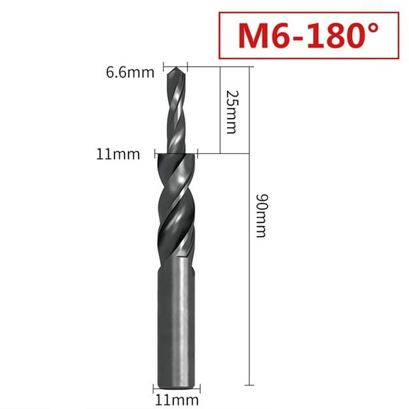 Coconut Ok Two Stage Conutersunk Spiral Step Drill Bit M3-12 90/180 Degree Hss Drill Sub-Step Drill for Metal Drilling Chamfering Tools，M6*180 Degree