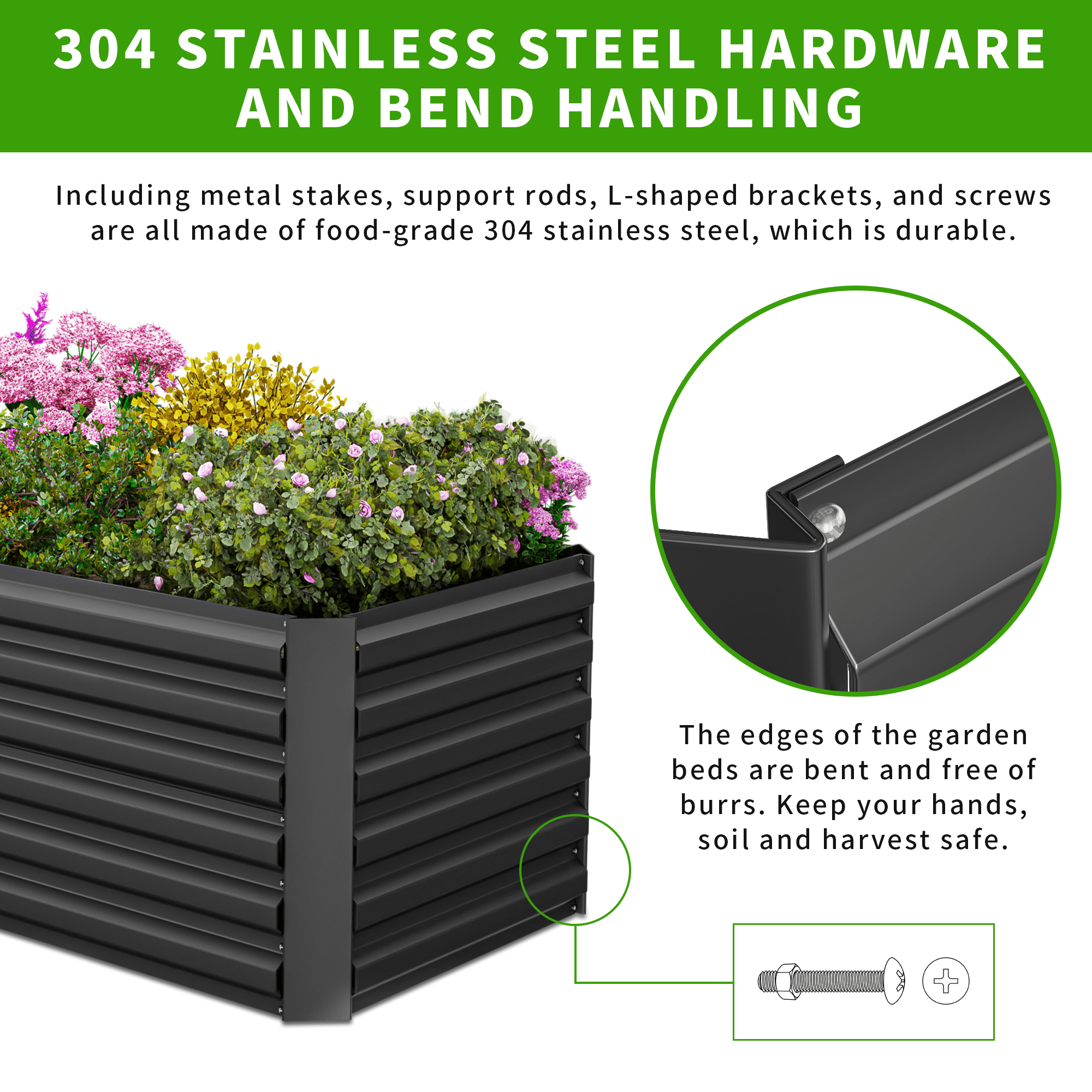 2PCS Outdoor Metal Raised Garden Bed,6x3x2ft Planter Box for Vegetables,Flowers,Herbs w/269 Gallon Capacity,Black