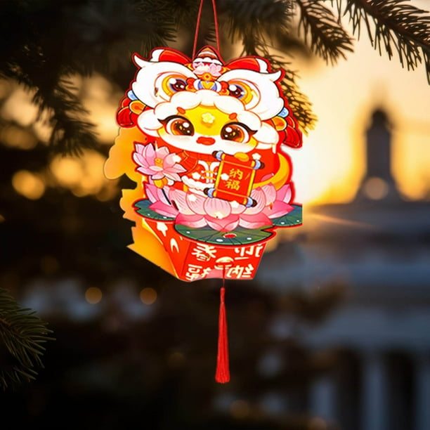Xihbxyly Linterna Del Año de La Serpiente, Diseño Luminoso Portátil, Kit de Montaje, Luz Led Brillante, Celebración Del Festival de Primavera, Decoración para Interiores y Exteriores, 25 X 20 X 3 Cm,