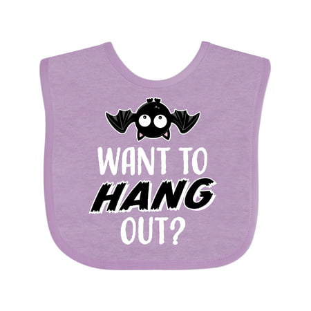 Inktastic Want to hang out with Bat Upside Down Infant Bib Unisex Lavender