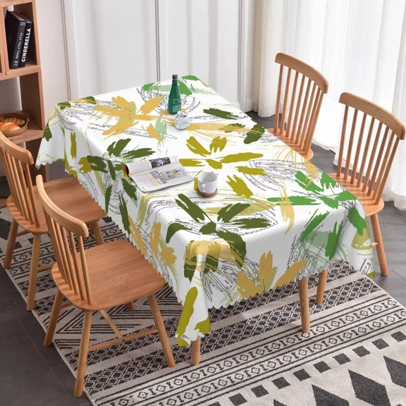 Nanqianyi Green Modern Art Tablecloth 52"x70",Rectangle Waterproof and oil Table Cover for Dining Kitchen Decor