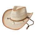 thumbnail image 4 of SGMVNU Straw Cowgirl Hat for Women Western Cowboy Sun Hats for Men Shapeable Wide Brim Beach Sun Hats Classic Cattleman Style, One Size, White 3, 4 of 6
