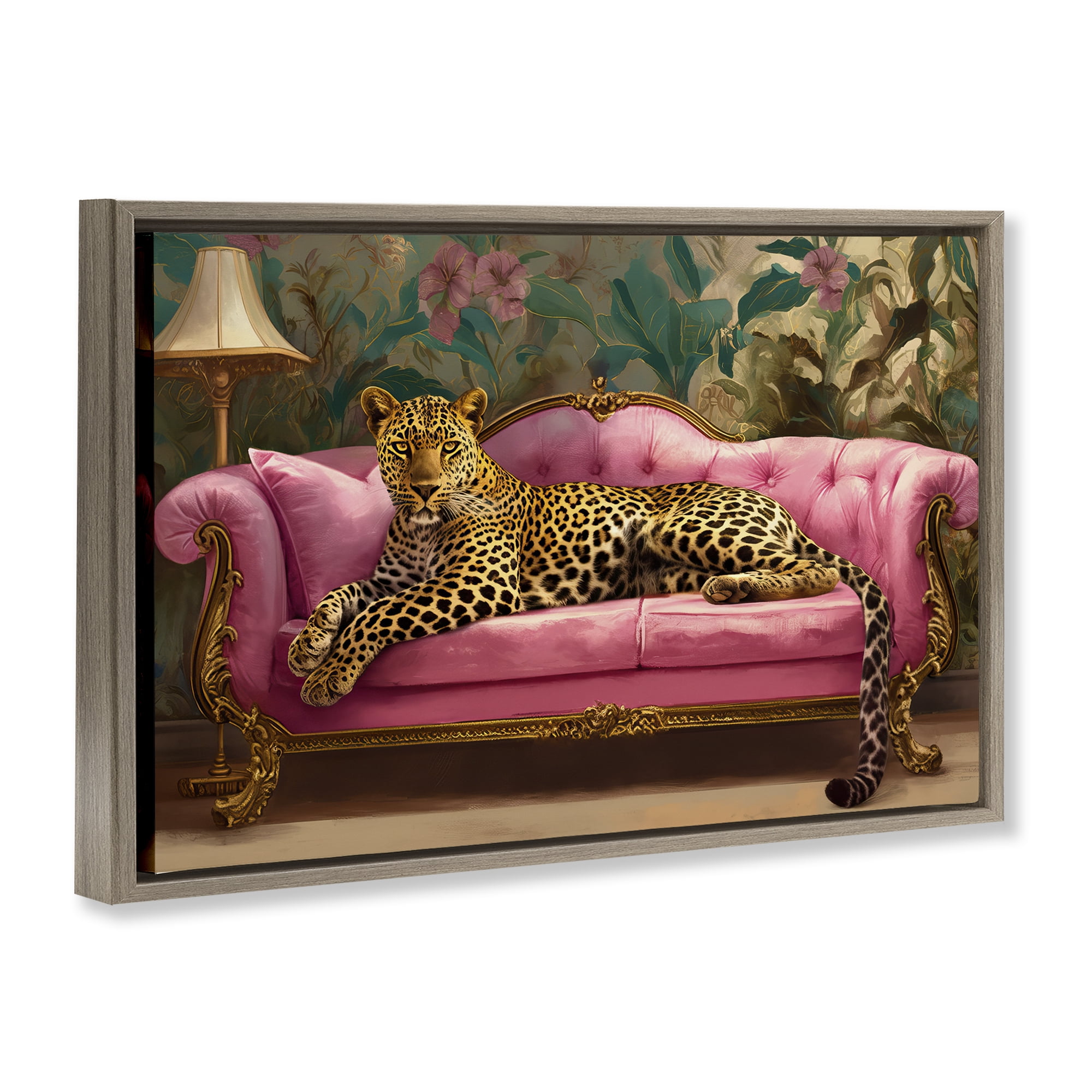 Stupell Industries Exotic Lounging Leopard Brown Framed Floater Canvas Wall Art, design by Tina LeCour