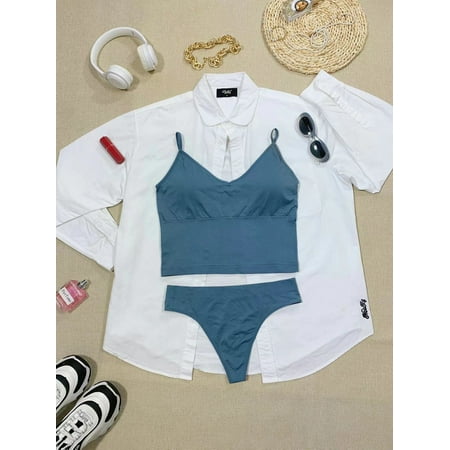 Women s Two Piece Seamless Lingerie Set Longline Bra and Panty Underwear