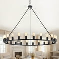 thumbnail image 3 of The Gray Barn  Liam 48-inch Round Wagon Wheel 24-light Chandelier Matte Black Matte Painted, 3 of 5