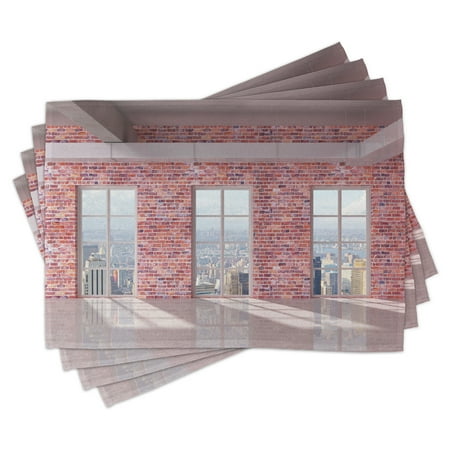 

Ambesonne Urban Place Mats Set of 4 Red Brick Wall Loft City Standard Size Multicolor