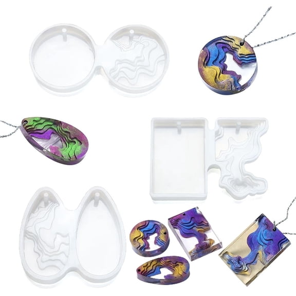 FineInno 3Pcs Island Resin Molds,Ocean Themed Silicone Mold for Epoxy Resin,Pendant Mold DIY Jewelry, Earrings, Pendant,Necklace,Crafts