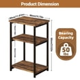 thumbnail image 3 of End Table with 3 Storage Shelves, Narrow Side Table for Small Spaces, Industrial Sofa Table with Metal Frame and Wood Top, Nightstand for Living Room, Bedroom, Office, No-Tool Assembly, 3 of 9