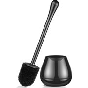 Toilet Brush and Holder with Long Handle, Plastic Holder Easy to Hide, Drip-Proof, Easy to Assemble, Deep Cleaning