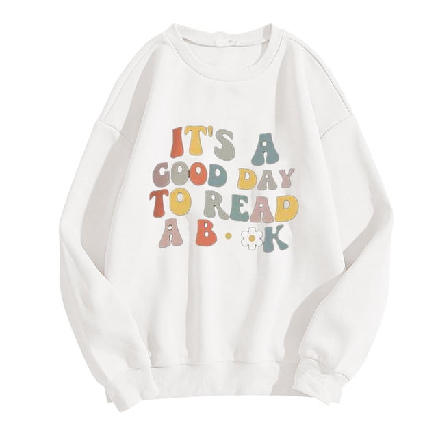 Meichang Sweatshirts Surdimensionnés pour Femmes Épaules Tombantes Pull Décontracté Manches Longues Col Rond Sweatshirts Confortables Pull Graphique Mignon
