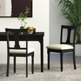 thumbnail image 2 of Costway 2 PCS Wood Chair Antique Upholstered Chair with Storage Space Black & Beige, 2 of 8