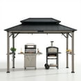 thumbnail image 5 of Sunjoy 8ft. x 12 ft. Wooden Cedar Framed Grill Gazebo with exclusive AC Power Port - Black, 5 of 10