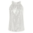 thumbnail image 6 of Inevnen Sequin Sparkle Halter Tops for Women Sleeveless Keyhole Knot Vest Shirt Cocktail Party Club Tank, 6 of 8