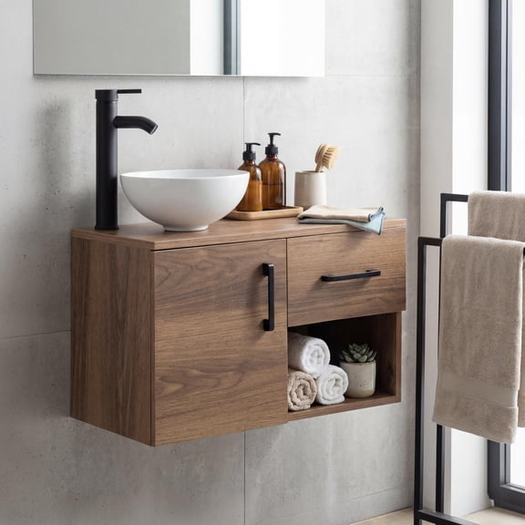 Mueble para Baño Gabinete Organizador con Llave Monomando Lavabo con Escurridor marron
