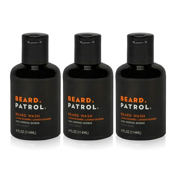 Bump Patrol Beard Patrol Beard Wash for Men – Natural Men's Facial Hair Shampoo & Conditioner in One, Sulfate-Free Mustache Cleanser and Moisturizing Soap, Forest Scent - 4 fl oz - Pack 3