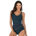 thumbnail image 3 of Cathalem Plus Size Swimsuit for Women ummy Control Ruched Bathing Suit 1 Piece Swimwear,Grey L, 3 of 3