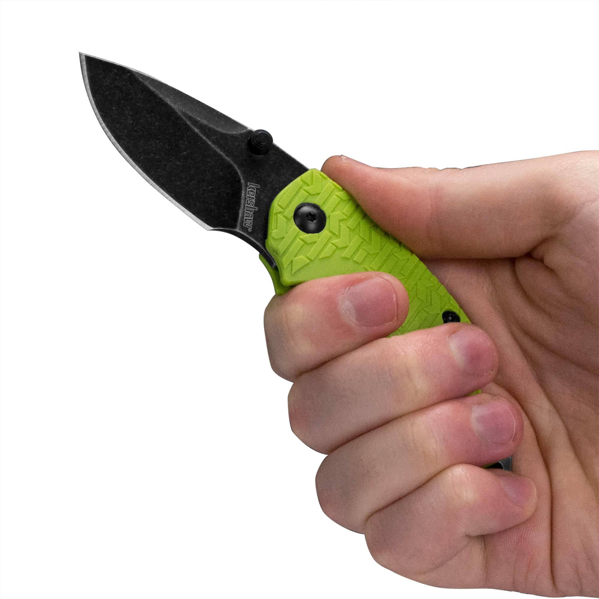 Kershaw Shuffle Lime(8700LIMEBW), Stainless Steel Blade With BlackWash Finish, Lime K-Texture Grip, Liner Lock, Reversible Deep-Carry Pocket Clip, Flathead Screwdriver, Bottle Opener, 2.8 OZ