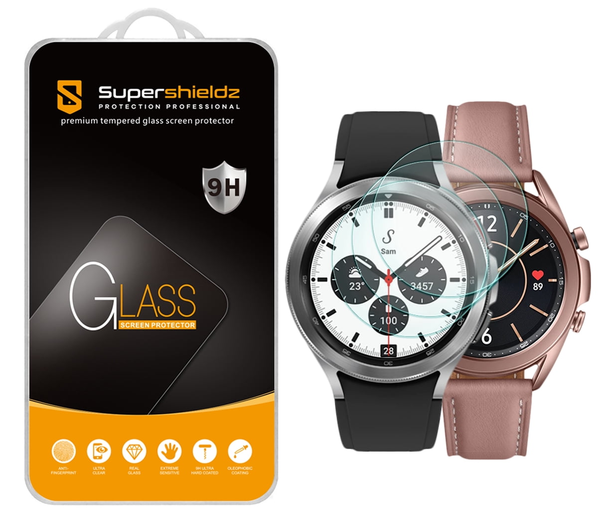 3-Pack] Supershieldz for Samsung Galaxy Watch 3 (41mm) / Galaxy Watch  (42mm) / Galaxy Watch 4 Classic (42mm) Tempered Glass Screen Protector,  Anti-Scratch, Anti-Fingerprint, Bubble Free - Walmart.com