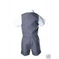 thumbnail image 5 of Dark Grey Gray Silver Infant Boy Toddler Formal Vest shorts Suit Outfits Sz S-4T, 5 of 9