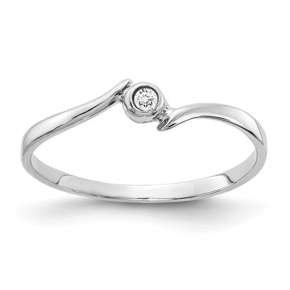 14k White Gold Polished AA Diamond Ring - Size 6