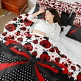 thumbnail image 4 of Manfei Cartoon Ladybird 7 Pieces Bedding Comforter Set,Kawaii Bow Full Bedding Set Lightweight,Polka Dots Fitted Sheet Flat Sheet,Ultra Soft Kids Bedroom Decor,Reversible, 4 of 7