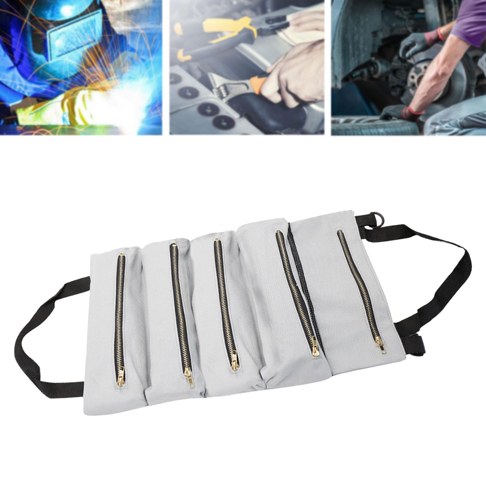 Wrench Tools Pouch Collapsible Roll up Tool Bag Small Tool Bag for Carpenter grey